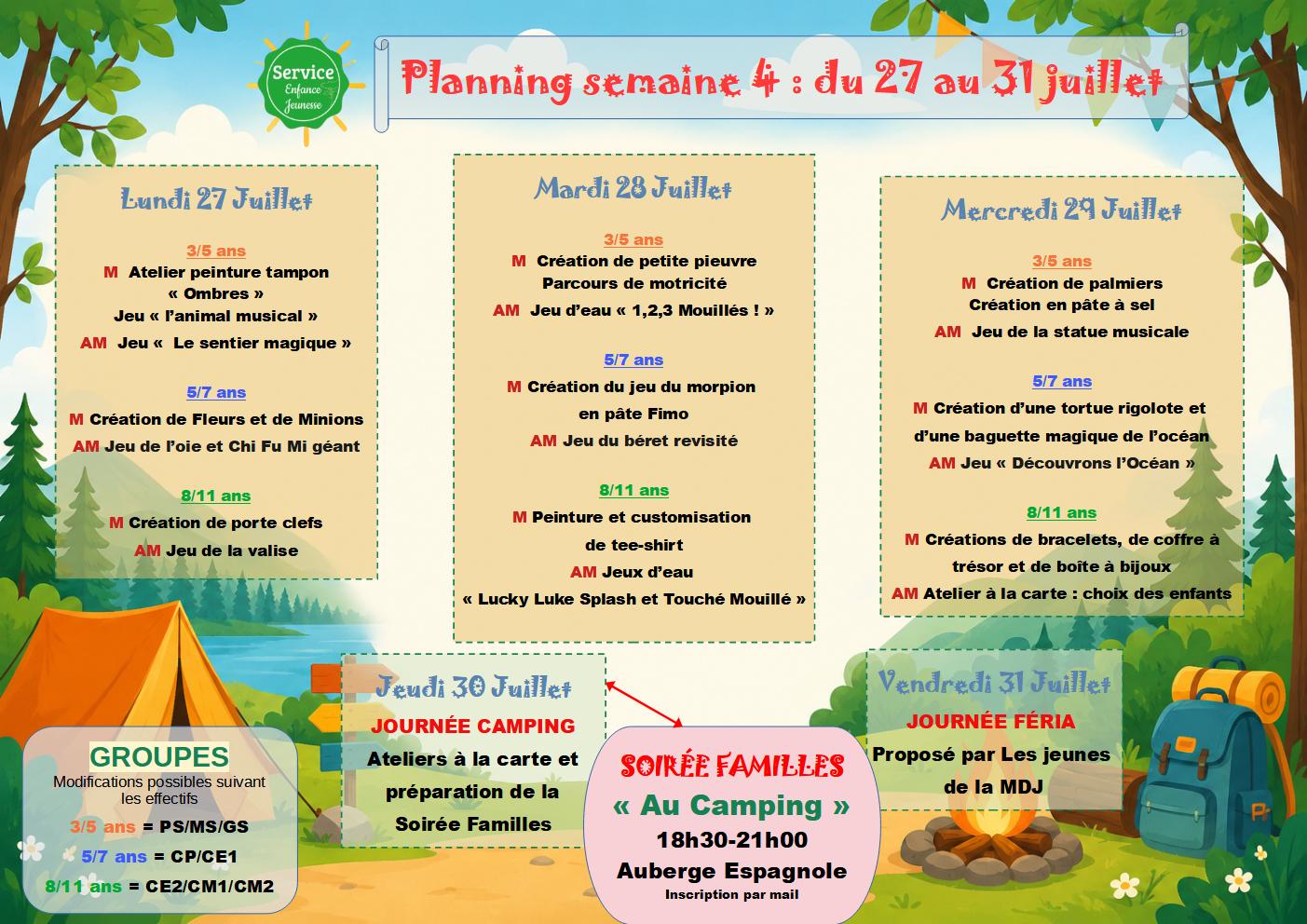 Programme du 27 au 31 juillet 2026